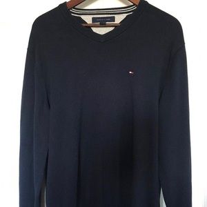 Tommy Hilfiger Navy V-Neck Sweater. Large